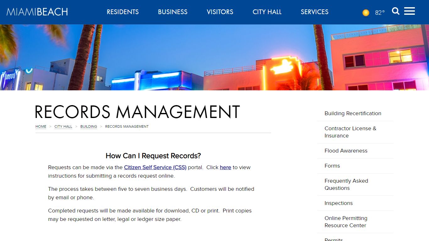 Records Management – City of Miami Beach